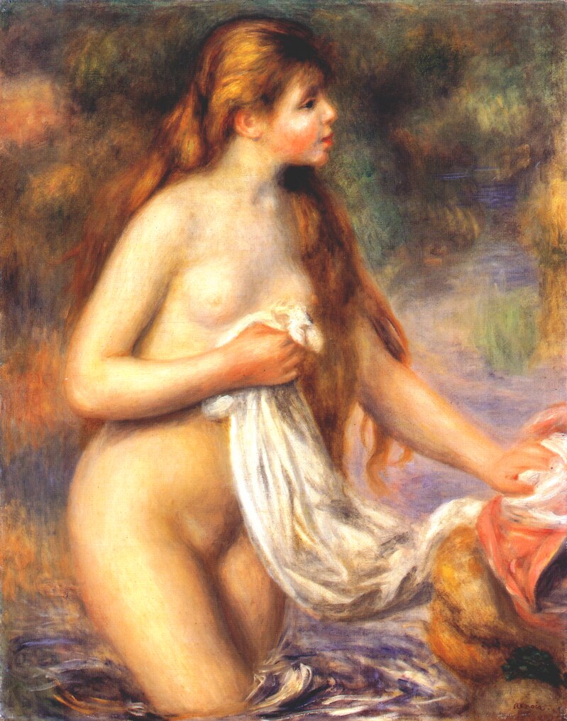 Bather - Pierre-Auguste Renoir painting on canvas